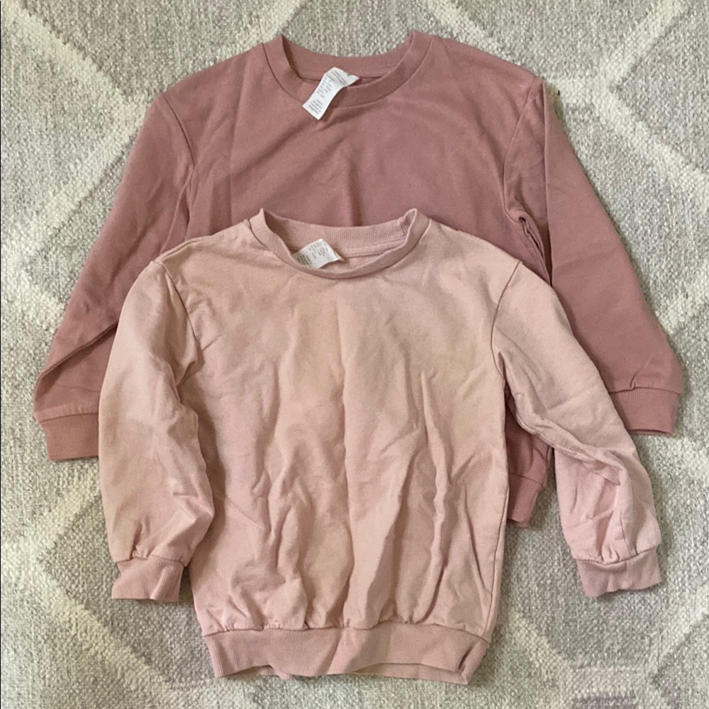 H&M Kids Long Sleeve Crewneck Sweatshirt - Pinky/Beige